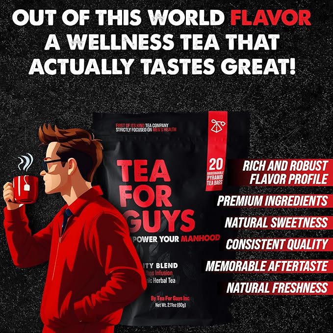 Tea For Guys: Vitality Blend – Natural Support for Testosterone Libido Male Fertility and overall Male Vitality | Herbal Tea for Mens Wellness – 20 Biodegradable Tea Bags