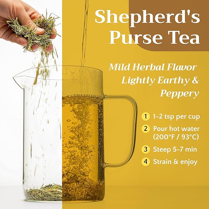 Shepherd's Purse Dried Herb - Shepherds Purse Tea - Cut &amp Sifted Natural Capsella Bursa-Pastoris - Bolsa De Pastor Hierba - Bulk 1 lb (16 oz)