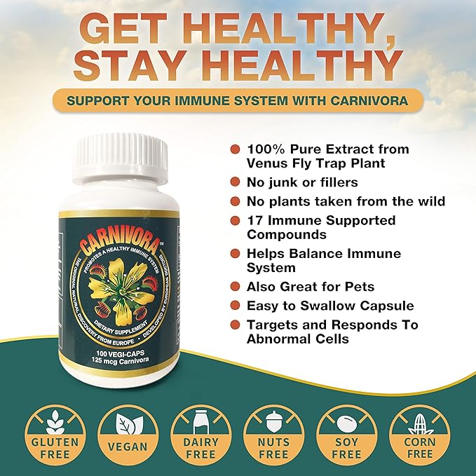 Carnivora Vegi-Caps - Gluten Free Vegan Friendly Capsules to Strengthen and Support Your Immune System (100 Capsules)