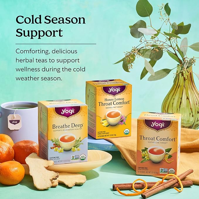 Yogi Tea Breathe Deep Tea - 16 Tea Bags per Pack (6 Packs) - Organic Respiratory Tea - Supports Respiratory Health - Includes Licorice Root Eucalyptus Leaf Ginger Root &amp Cinnamon Bark