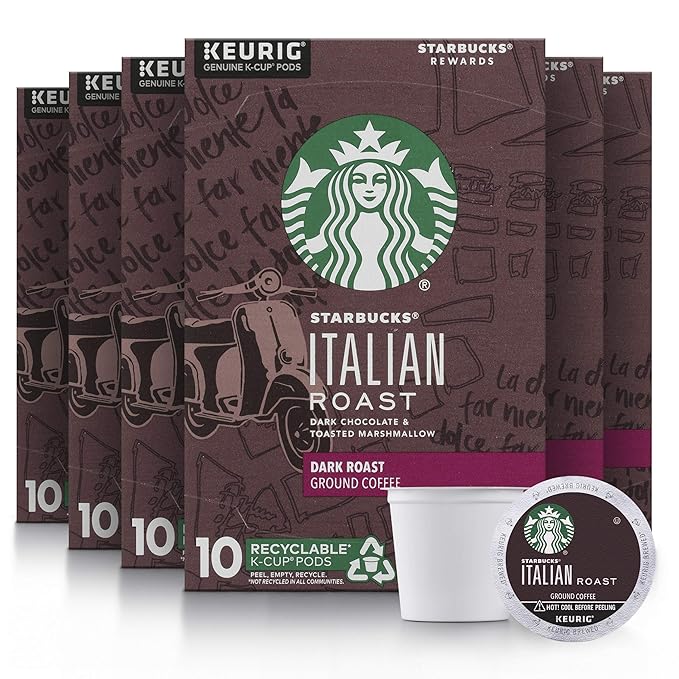 Starbucks K-Cup Coffee Pods - Dark Roast French Roast and Italian Roast for Keurig Brewers