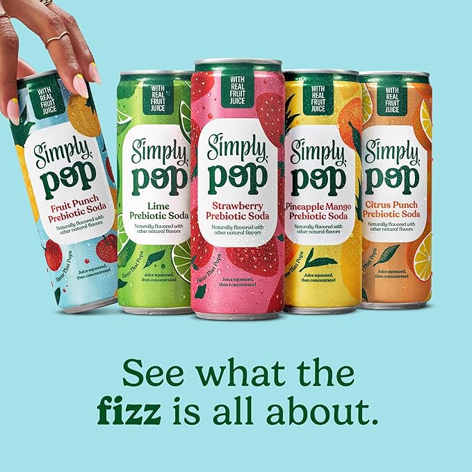 Simply POP Prebiotic Soda Variety Pack Cans 12 fl oz 12 Pack