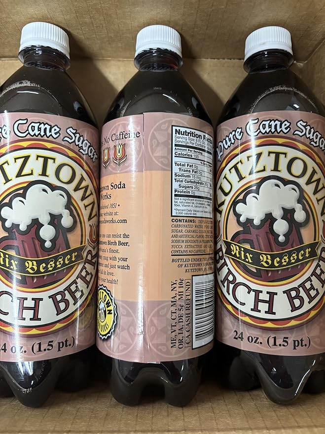 AmishTastes Kutztown Nix Besser Birch Beer Famous Amish Drink 24 Oz. (Pack of 4)