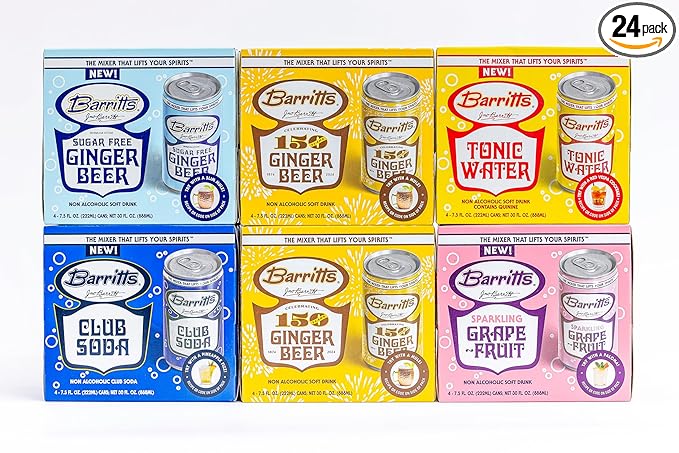 Barritt's Mixers - Double Ginger Beer Mixer Set Non-Alcoholic Soda Cocktail Mixer 7.5 fl oz Cans 24 Pack Mini