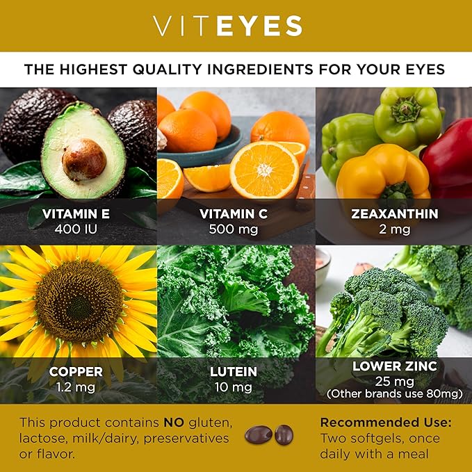 Viteyes AREDS 2 Classic Macular Health Formula Softgels Eye Health Vitamin to Support a Healthy Macula Lower Zinc Eye Vitamins Macular Vitamins Beta-Carotene Free 210 Softgels…
