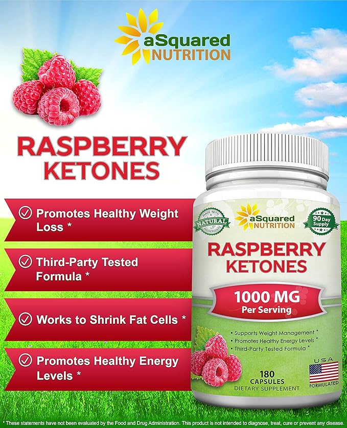 aSquared Nutrition Natural Raspberry Ketones 1000mg-180 Capsules-Weight Loss Supplement Max Strength Plus Appetite Suppressant Diet Pills Premium Lean Health Powder to Boost Pure Energy &amp Metabo