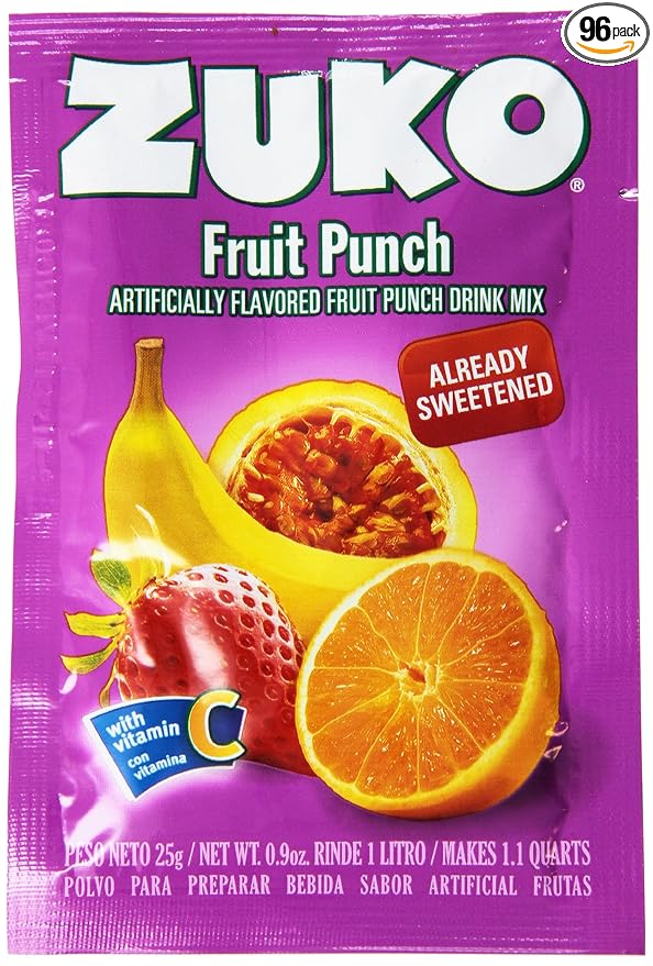 Zuko Instant Drink-Fruit Punch 0.9-Ounce (Pack of 96)