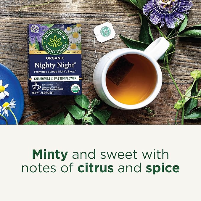Traditional Medicinals Tea Organic Nighty Night Relax &amp Get a Good Night's Sleep Includes Spearmint 96 Tea Bags (6 Pack)