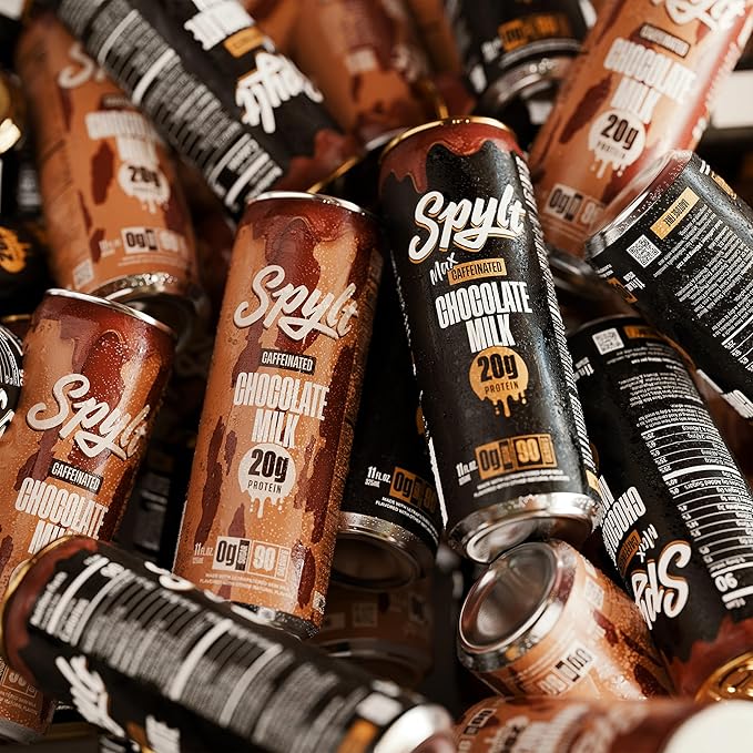 Spylt High Protein Chocolate/Max Chocolate Milk with 140mg Caffeine &amp 20g Protein - 90 Calories Ready to Drink Sugar Free Lactose Free Milk Perfect for Workout Recovery &amp Afternoon Pick Me