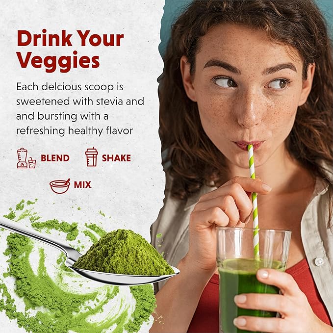 Barlean's Organic Greens Powder Daily Fruit and Vegetable Superfood Supplement with Green Food Protein Probiotic Blend and Fiber Drink Mix 8.47 oz