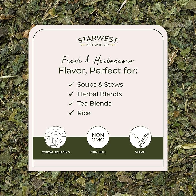 Starwest Botanicals Organic Nettle Leaf - Dried Stinging Nettle Natural Loose Leaf Herbal Tea Caffeine Free Cut &amp Sifted Certified Kosher Non-GMO - Bulk 1 lb Bag