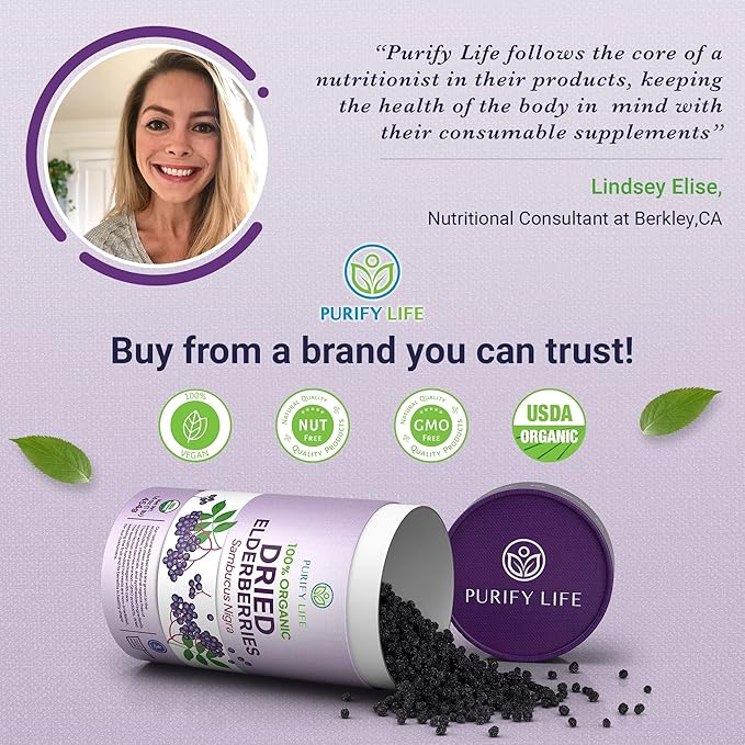 USDA Organic Dried Elderberries 1lb Bulk (Safest Packaging Resealable Bag BPA-Free Scoop) Natural non-irradiated Raw Whole Black Elderberry Immune Support Make Sambucus Elderberry Syrup 1 Pound
