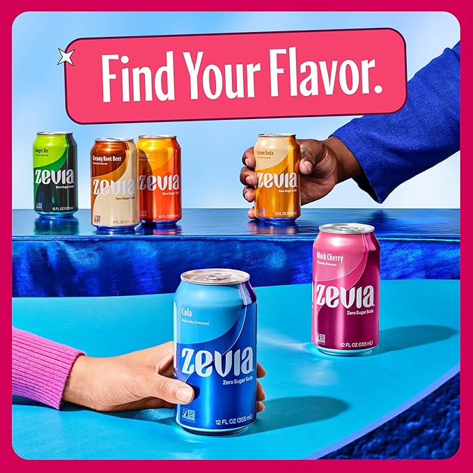 Zevia Zero Calorie Soda Black Cherry 12 Ounce Cans (Pack of 20)