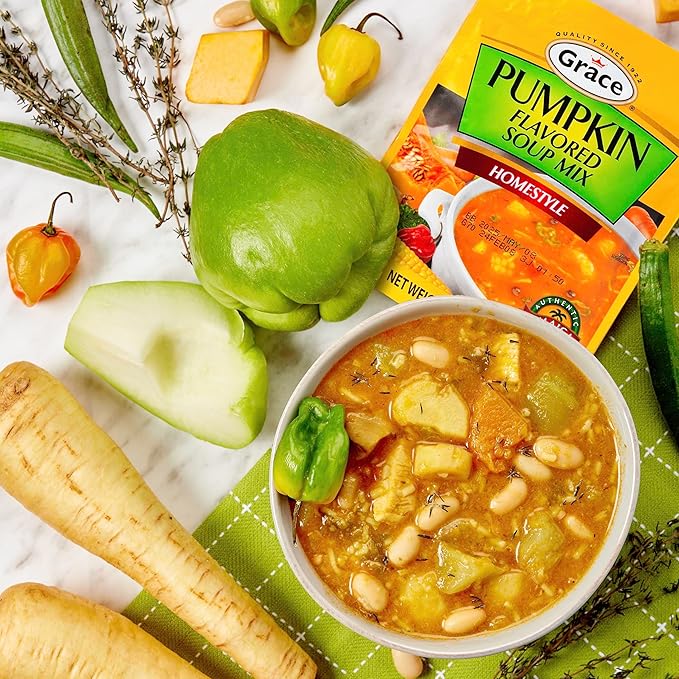 Grace Variety Pack of Flavored Soup 12 Pack - Chicken Fish Cock and Pumpkin Jamaican Flavored Mixes