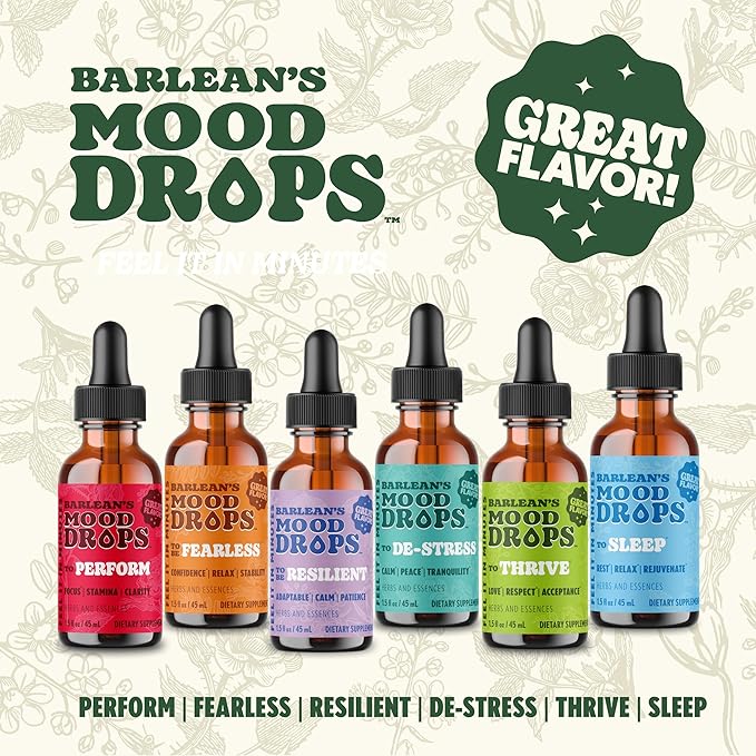 Barlean's Mood Booster Supplement Perform L Theanine and Shilajit Liquid Drop Supplements for Men and Women Adaptogen Herbs Drops 1.5 oz