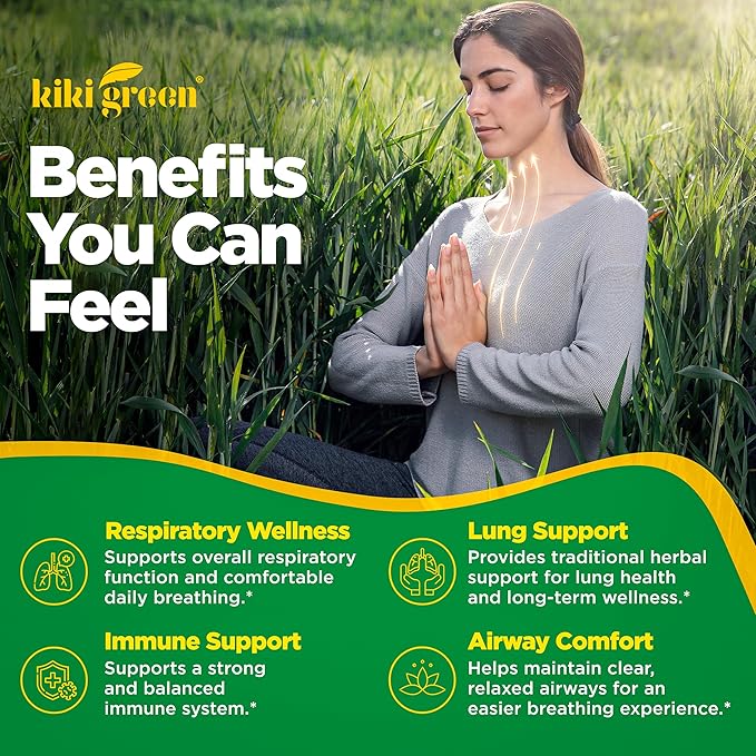 KIKI Green Mullein Leaf Extract Capsules - Vegan Herbal Supplement - for Lung Cleanse Support Better Respiratory Immune Function - 1000mg 45 Servings - 90 Count