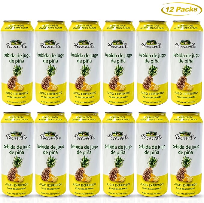 Pocasville Fruit Juices Squeezed not form Concentrate 16.5 Fluid Ounce Can (Pineapple 12)