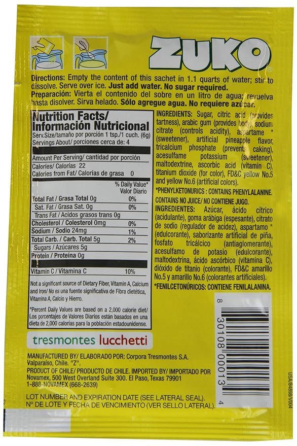 Zuko Instant Drink-Pineapple 0.9-Ounce (Pack of 96)