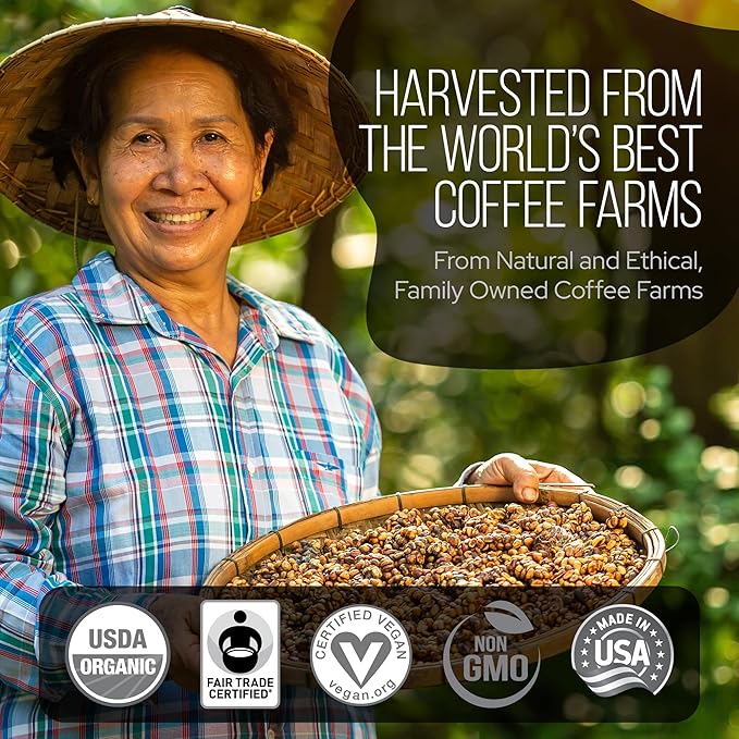 La Republica Founders Reserve Decaf Instant Mushroom Coffee Organic (35 Servings) Premium 50% More Shrooms Rich Flavor