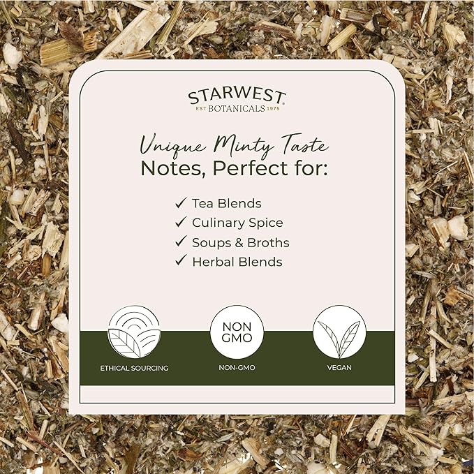 Starwest Botanicals Organic Mugwort Herb - Dried Loose Leaf Herb for Tea &amp Culinary Use Cut &amp Sifted Certified Kosher Non-GMO - Bulk 1 lb Bag