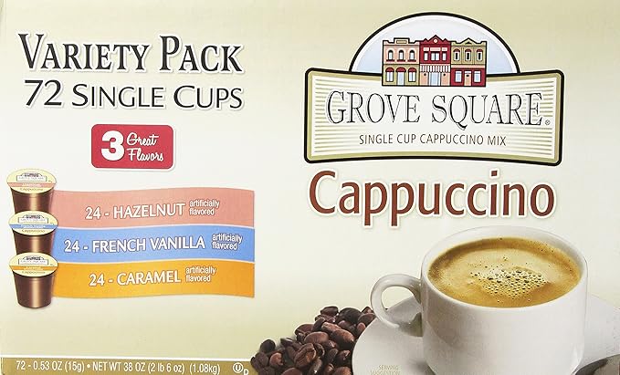 Grove Square Cappuccino PodsVarietyServe72 Count (Pack of 2)