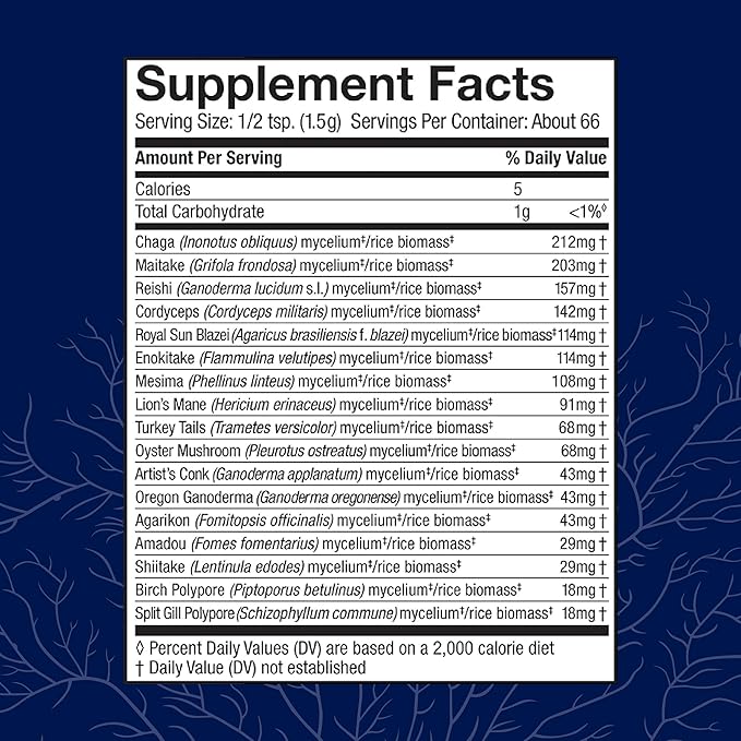 Host Defense MyCommunity Powder - 17 Species Blend Mushroom Supplement for Immune Support - Extract with Lion's Mane Reishi Chaga Cordyceps Turkey Tail &amp More - 100g (66 Servings)*