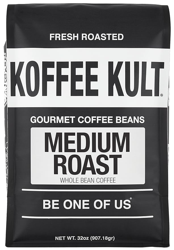 Koffee Kult Koffee Kult Medium Roast Smooth and Flavorful Medium Roast Coffee Beans- Perfect for a Relaxing Cup Anytime (Medium Roast 32oz)