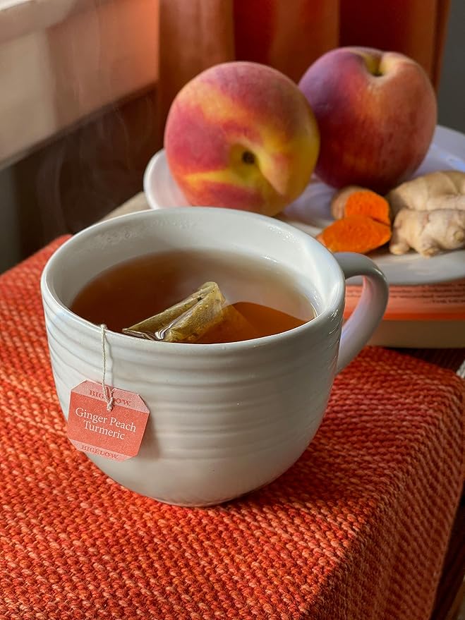 Bigelow Tea Ginger Peach Turmeric Herbal Tea Caffeine Free Tea with Ginger and Peach 18 Count Box (Pack of 6) 108 Total Tea Bags