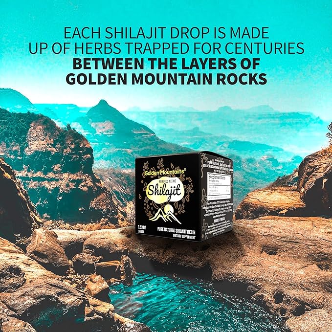 Pure Authentic Siberian Altai Golden Mountains Shilajit Resin 100g 3.53oz - Measuring Spoon – Quality &amp Safety Certificate in Each Box