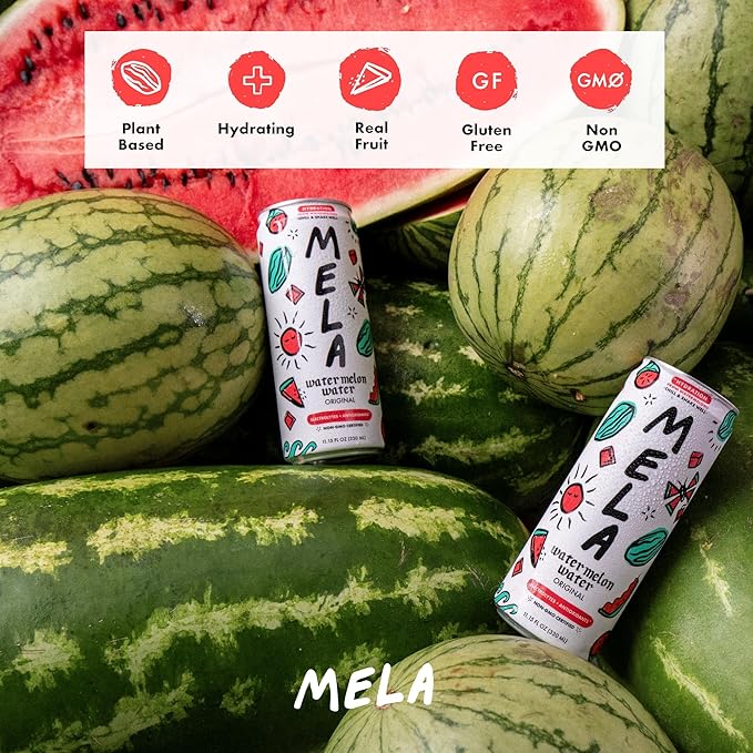 Mela Water Natural Watermelon Juice Drink Electrolytes &amp Antioxidants Natural Hydration Coconut Water Alternative Vitamin C No Added Sugar Pineapple (16.9 floz (Pack of 12))