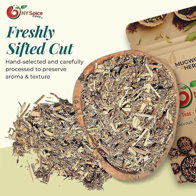 NY Spice Shop Cut &amp Sifted Dried Mugwort Leaves - 3 Pound Natural Artemisa Hierba Seca - Dried Mugwart - Herb Dried Tea (Artemisia vulgaris L.) - Herb Loose Leaves for Herbal Tea