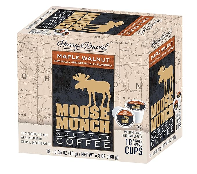 Moose Munch Single Serve Coffee (4/18 Count Boxes Maple Walnut)