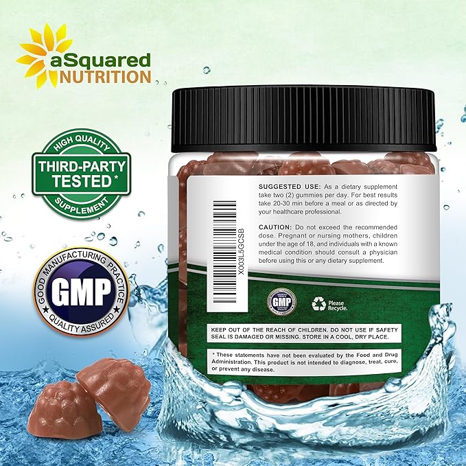 aSquared Nutrition Citrus Bergamot Gummies - Citrus Bergamot Extract Supplement 500mg Per Serving - Pure Gummy Alternative to Capsules &amp Pills