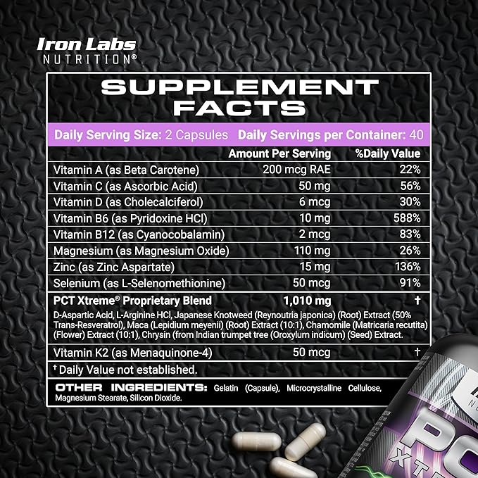 Iron Labs Nutrition PCT Xtreme - PCT Supplement for Men - 30 Day Course - Post Cycle Support Booster (80 Capsules)