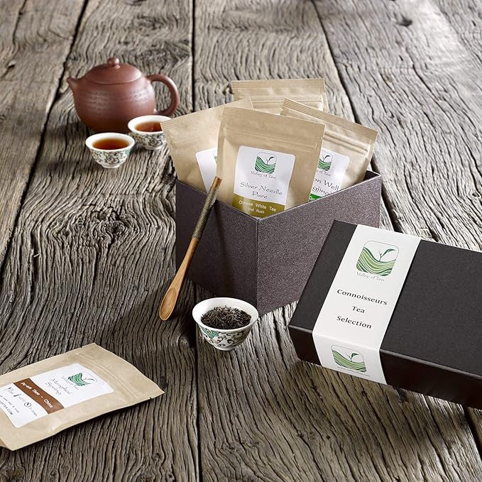 Tea Lovers Gift Basket Connoisseurs - Luxury Loose Leaf Tea Variety Pack - Specialty Teas Gift Box - Luxury Assortment of Tea Samplers - Samples Loose Leaf Tea Gift Set Tea Sampler Gift Set