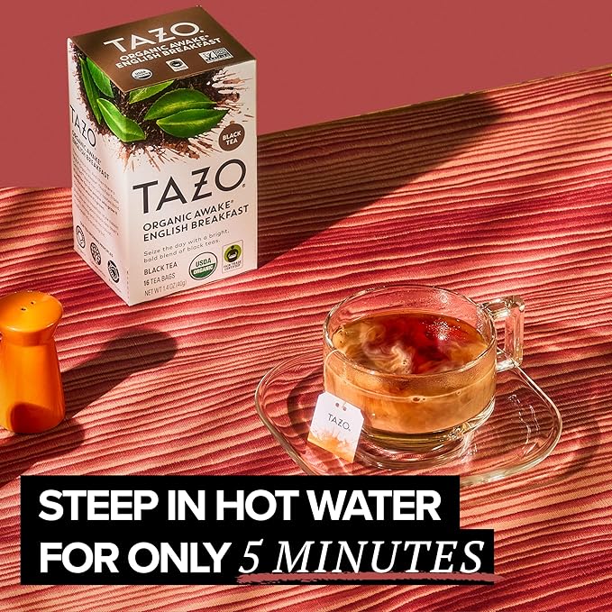 TAZO Organic Awake English Breakfast Black Tea-Bags Bold Traditional Breakfast-Style Black Tea 96 Bags (Pack of 2)
