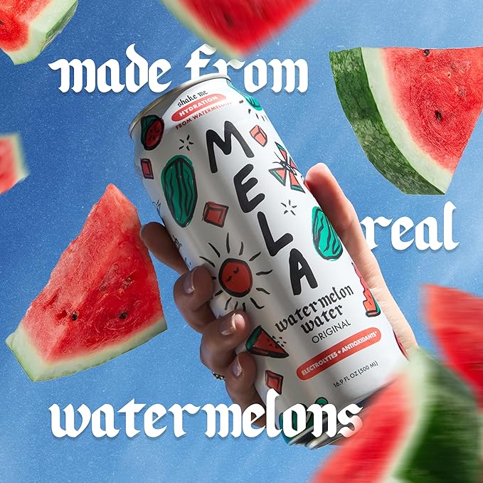 Mela Watermelon Water - Watermelon Juice 100 Percent Natural Fruit Juice with Vitamin C Electrolytes Antioxidants - Coconut Water Alternative Gluten-Free (Original 16.9 fl oz 12-pack)