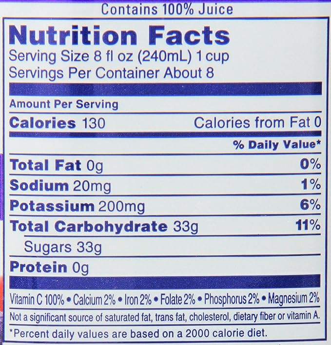 Ocean Spray 100% Juice Cranberry Concord Grape 60 Ounce Bottles (Pack of 8)
