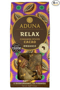 Aduna Organic Relax Cacao Super Tea | Natural Caffeine-Free Herbal Infusion With Cinnamon Cardamom &amp High-Flavanol Cacao | Superfood Tea for Heart Support | 15 Biodegradable Pyramid Bags x 6 Pack