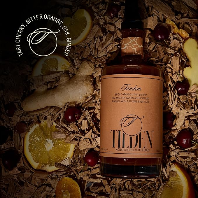 Tilden Cocktails Tandem Non-Alcoholic Cocktail Vegan and No Sugar Added Tart Cherry Bitter Orange American Oak 750ml