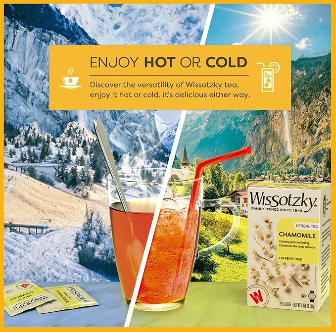 Wissotzky Chamomile Herbal Tea 120 Tea Bags (6 Packs) | Soothing Aroma | Relaxing &amp Calming Tea | Great for Sleep Support | Caffeine Free