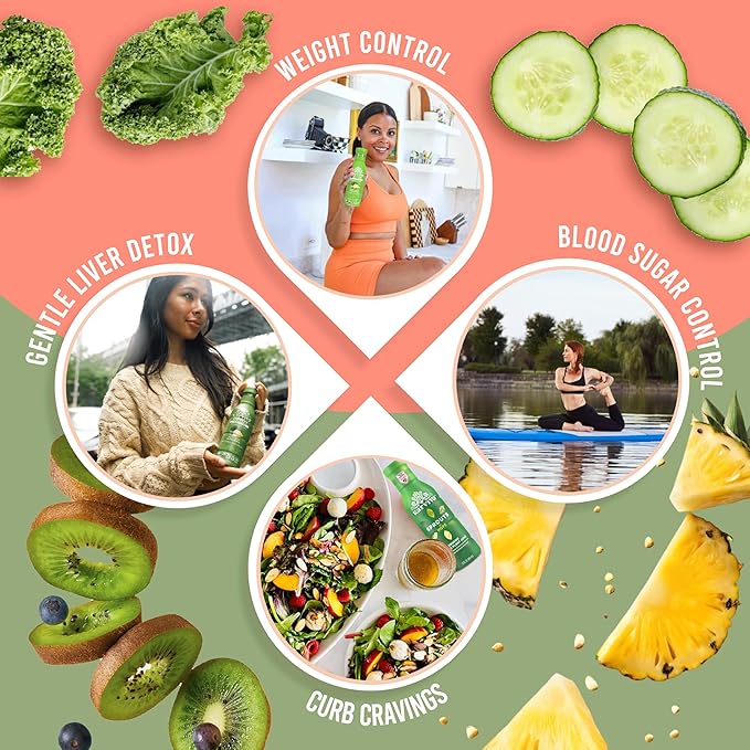 Karviva Organic Juice Cleanse for Sugar Detox &amp Weight Control - Ancient Eastern Remedies for Healthy Digestion &amp Gentle Detox with Sprouts Aloe Vera - Prebiotic Fiber Electrolytes &amp Ant