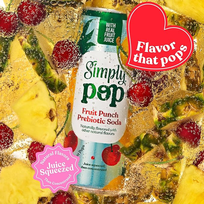 Simply Pop Soda Prebiotic Fruit Punch 12 fl oz (Pack of 12)