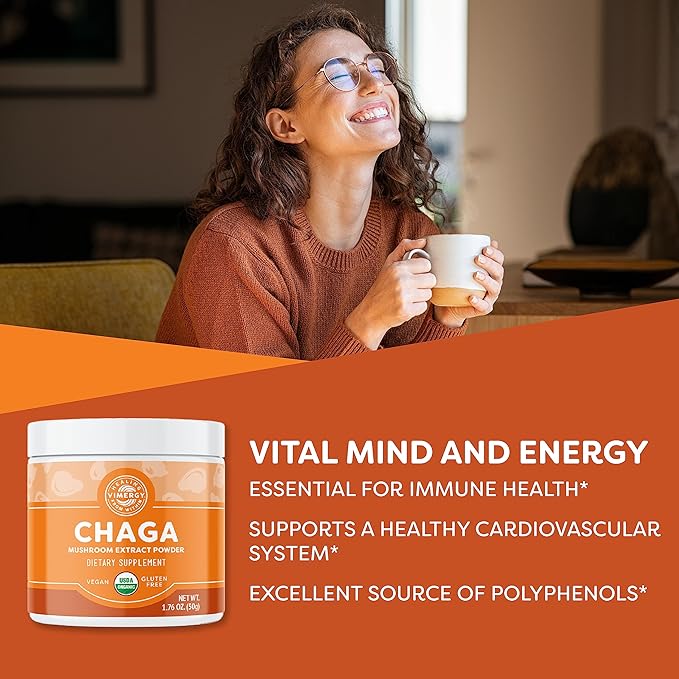 Vimergy Chaga Powder – Superfood Cellular Support* – Benefits Cardiovascular Health* – USDA Certified Organic Vegan Gluten-Free – 33 Servings