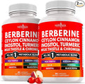 Berberine and Ceylon Cinnamon Supplement - Bitter Melon Glucomannan Gymnema Sylvestre Chromium Moringa Milk Thistle Turmeric Inositol Pills - 120 Count