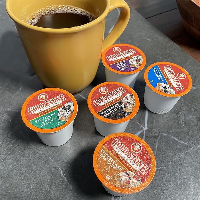 Cold Stone Creamery Beverages Coffee Pods Compatible with K Cup Brewers Including 2.0 - Ice Cream Flavored Assorted Variety Pack 40 Count