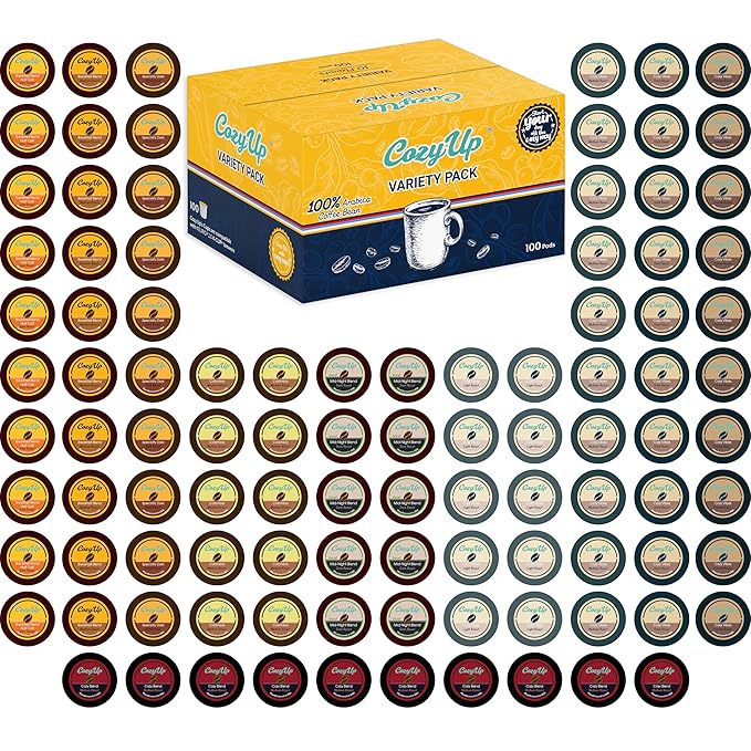 Cozy Up Variety Coffee Pods Compatible with Keurig K-Cup Brewers 10 Assorted Flavors 100 Count