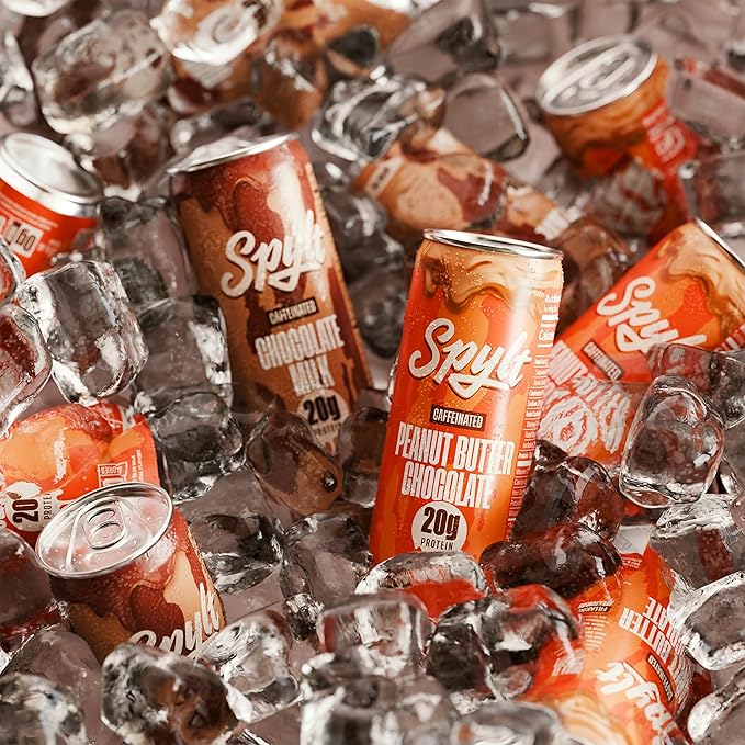 Spylt High Protein Chocolate/Peanut Butter Chocolate Milk with 60mg Caffeine &amp 20g Protein - 90 Calories Ready to Drink Sugar Free Lactose Free Milk Perfect for Workout Recovery &amp Afternoo