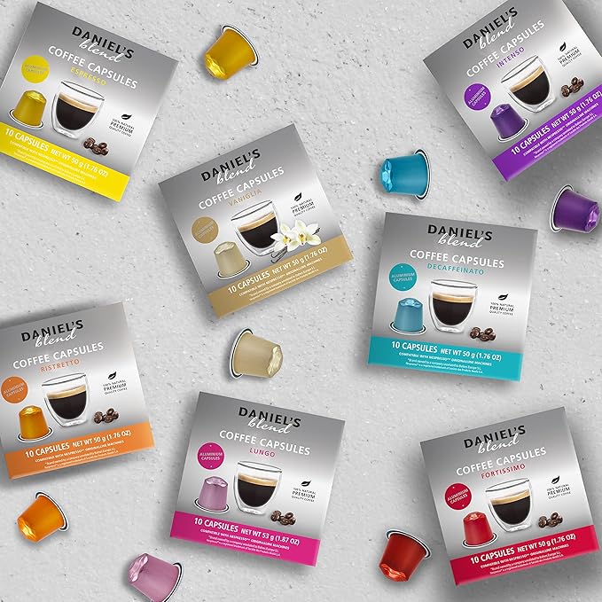 Daniels Blend Espresso Aluminum Capsules Compatible with Nespresso 120 Coffee Pods Single Server Kosher Certified Variety Pack
