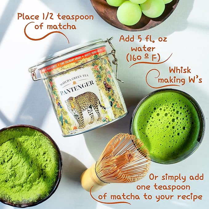 Pantenger Organic Matcha Green Tea Powder | 3 OZ - 70 Servings | Authentic Japanese Matcha Powder | Premium First Harvest | Latte &amp Smoothie Grade.